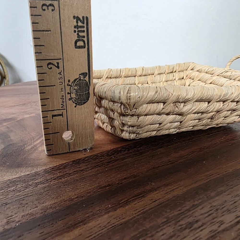 Handwoven Mini Rectangular Seagrass Serving Tray - Natural Small Trinket Tray